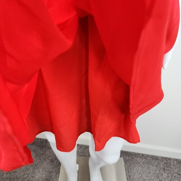 NWT L'AGENCE V Neck Strappy Back Banded Waist Mini Dress Red Size Small - Picture 11 of 12
